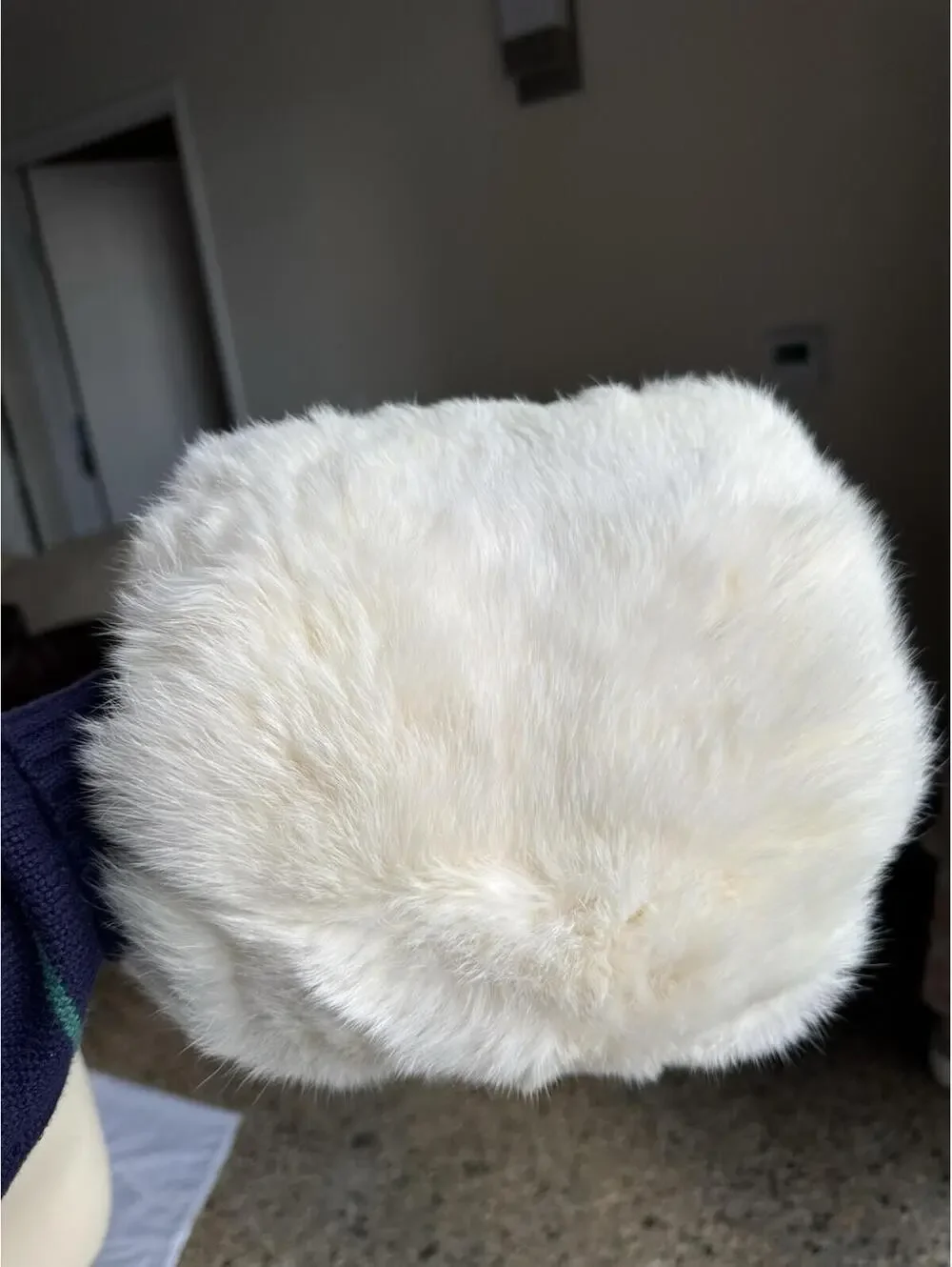 VTG Genuine Rabbit Fur Hand Muff Warmer Fuzzy Pouch Muffler Wedding White